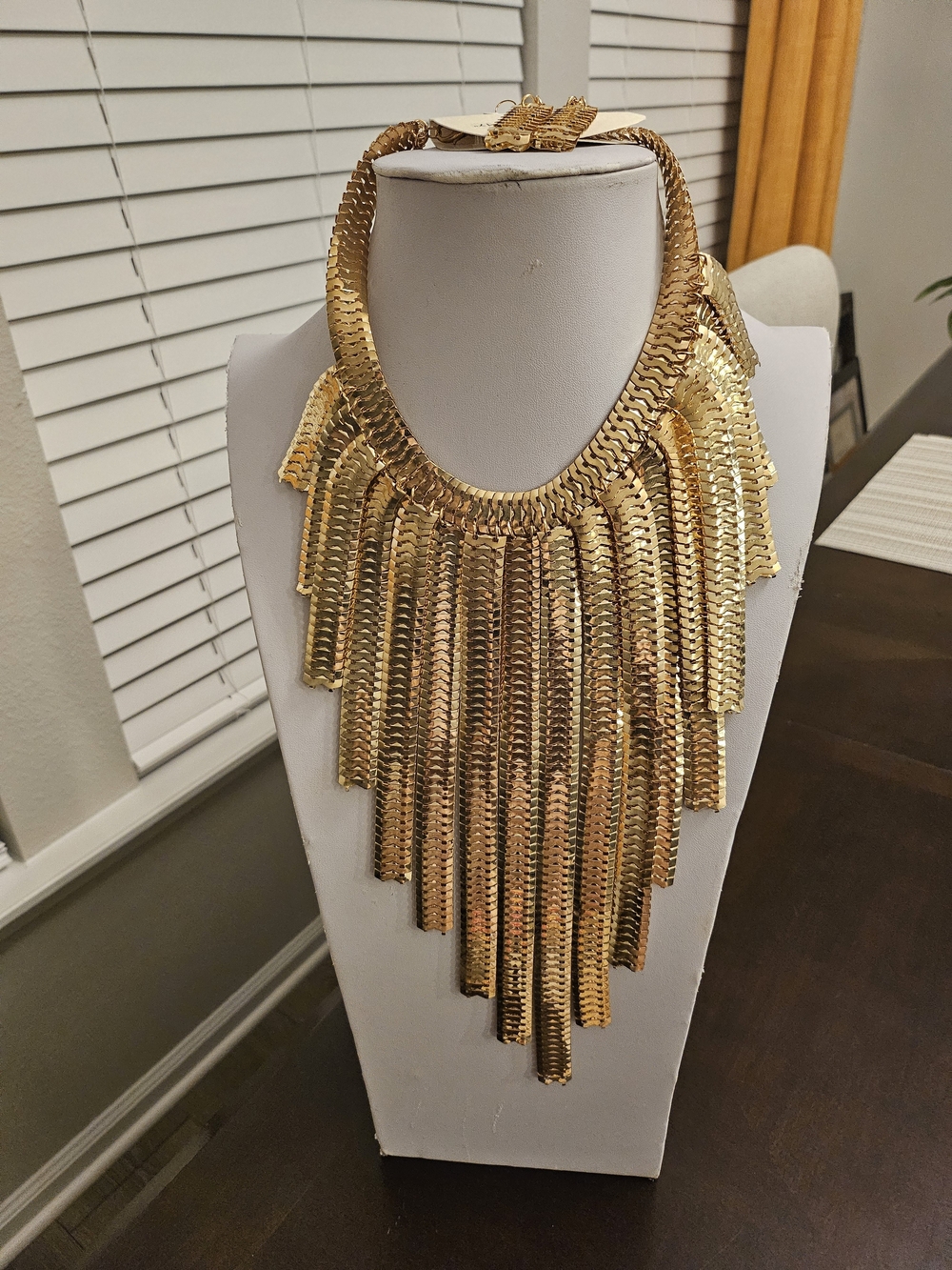 Gold Fringe Statement Necklace - Women Jewelry